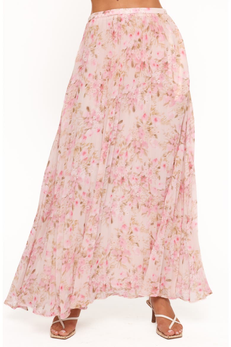 Mena Pleated Maxi Skirt, Main, color, BLURRED PINK FLORAL