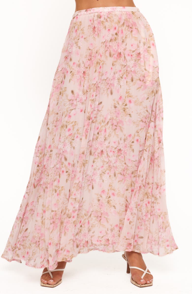 Petal & Pup Mena Pleated Maxi Skirt, Main, color, Blurred Pink Floral