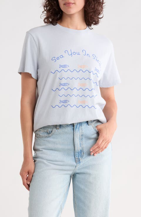 Sea You In Sicily Cotton Graphic T-Shirt