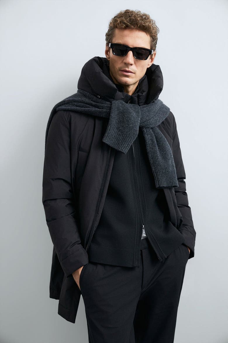 Men's Longline Goose Down Parka, Alternate, color, Black
