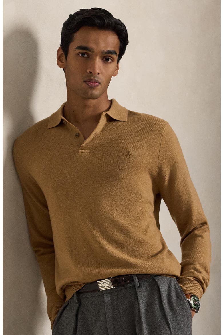 Merino Wool Polo Sweater, Alternate, color, TAN HTHR