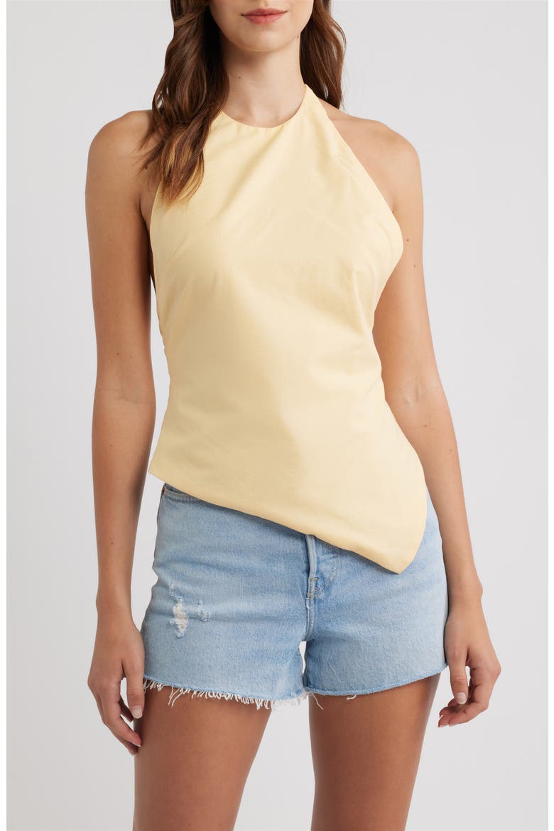 Ilyana Asymmetric Cotton & Linen Halter Top, Main, color, YELLOW
