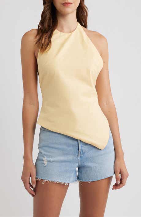 Ilyana Asymmetric Cotton & Linen Halter Top