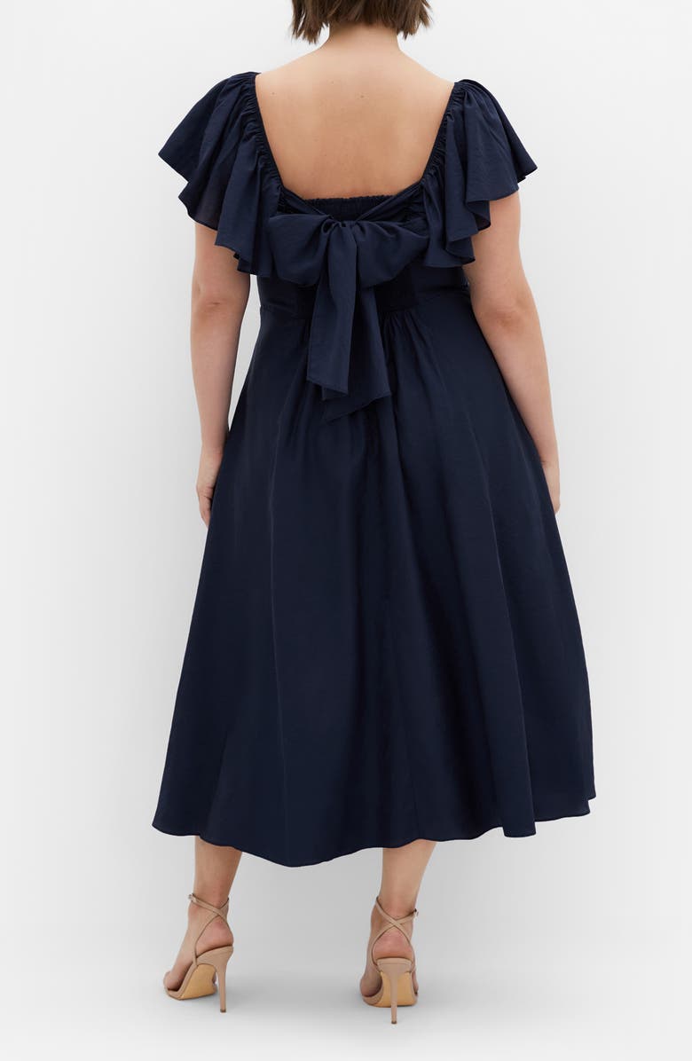 City Chic Alisa TIe Front Dress, Alternate, color, French Navy