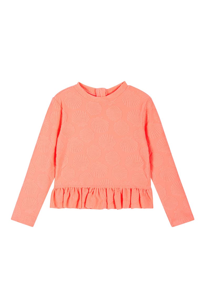 Kids' Long Sleeve Peplum Two-Piece Rashguard Swimsuit, Alternate, color, ORANGE NEON