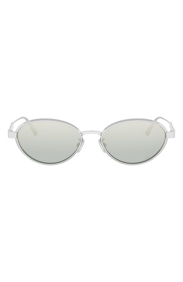 DIOR 'DIORCANNAGE R1U Oval Sunglasses, Main, color, Shiny Palladium / Blue Mirror