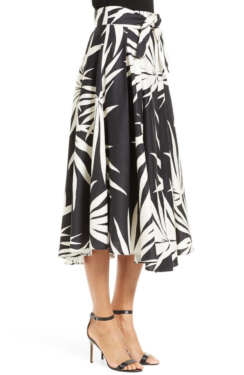 Milly Jackie Palm Print Midi Skirt, Alternate, color, 
