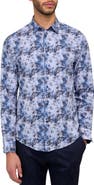 Brooklyn Brigade Slim Fit Abstract Leaf Recycled 4-Way Stretch Performance Long Sleeve Shirt