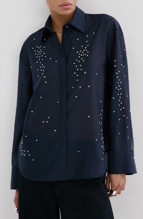 Rhinestone Button-Up Shirt