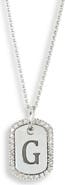 MESHMERISE Diamond Initial Dog Tag Pendant Necklace