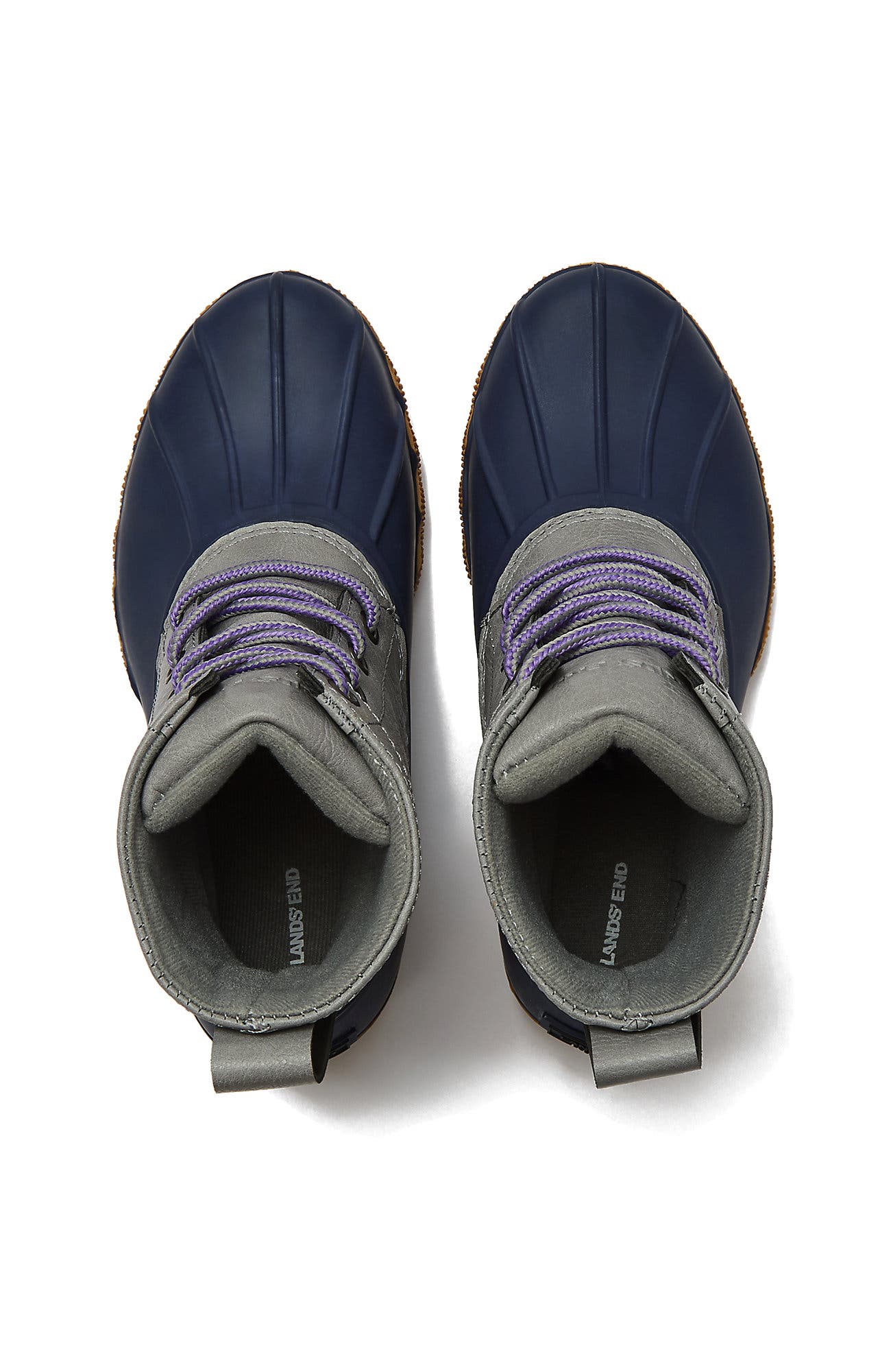 Lands' End Kids Waterproof Duck Boots, Alternate, color, Gray/Navy