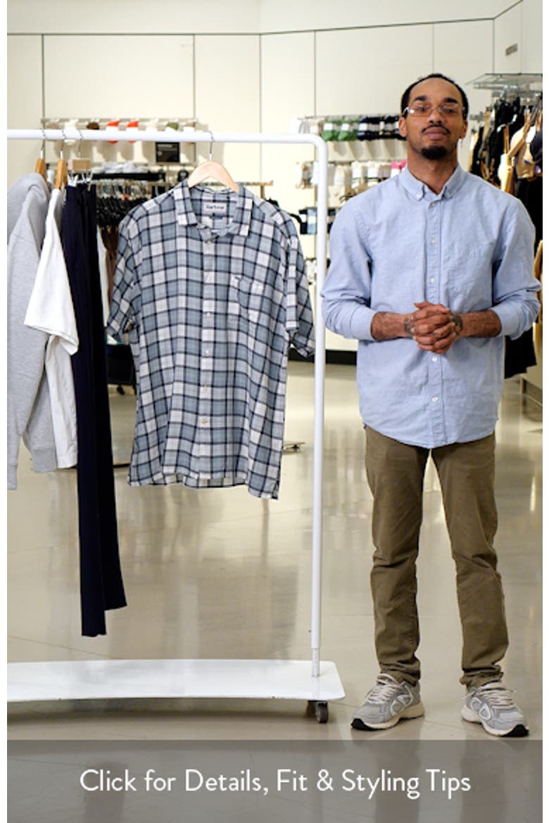 Midfield Plaid Short Sleeve Lyocell & Linen Button-Up Shirt video