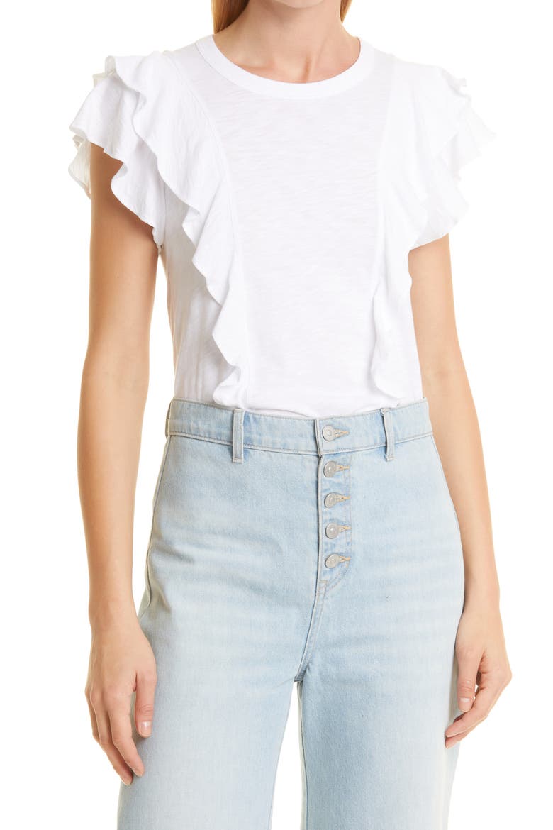 Bea Ruffle T-Shirt, Main, color, WHITE
