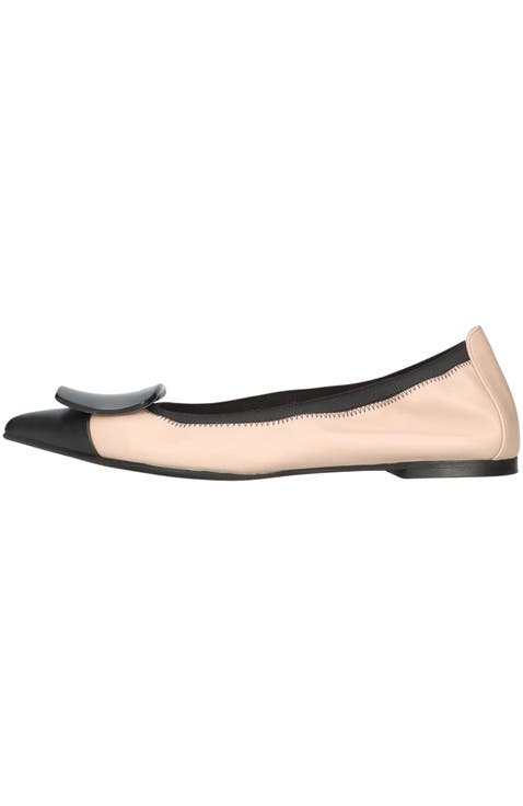 Pointed Toe Brooch Ballet Flat
