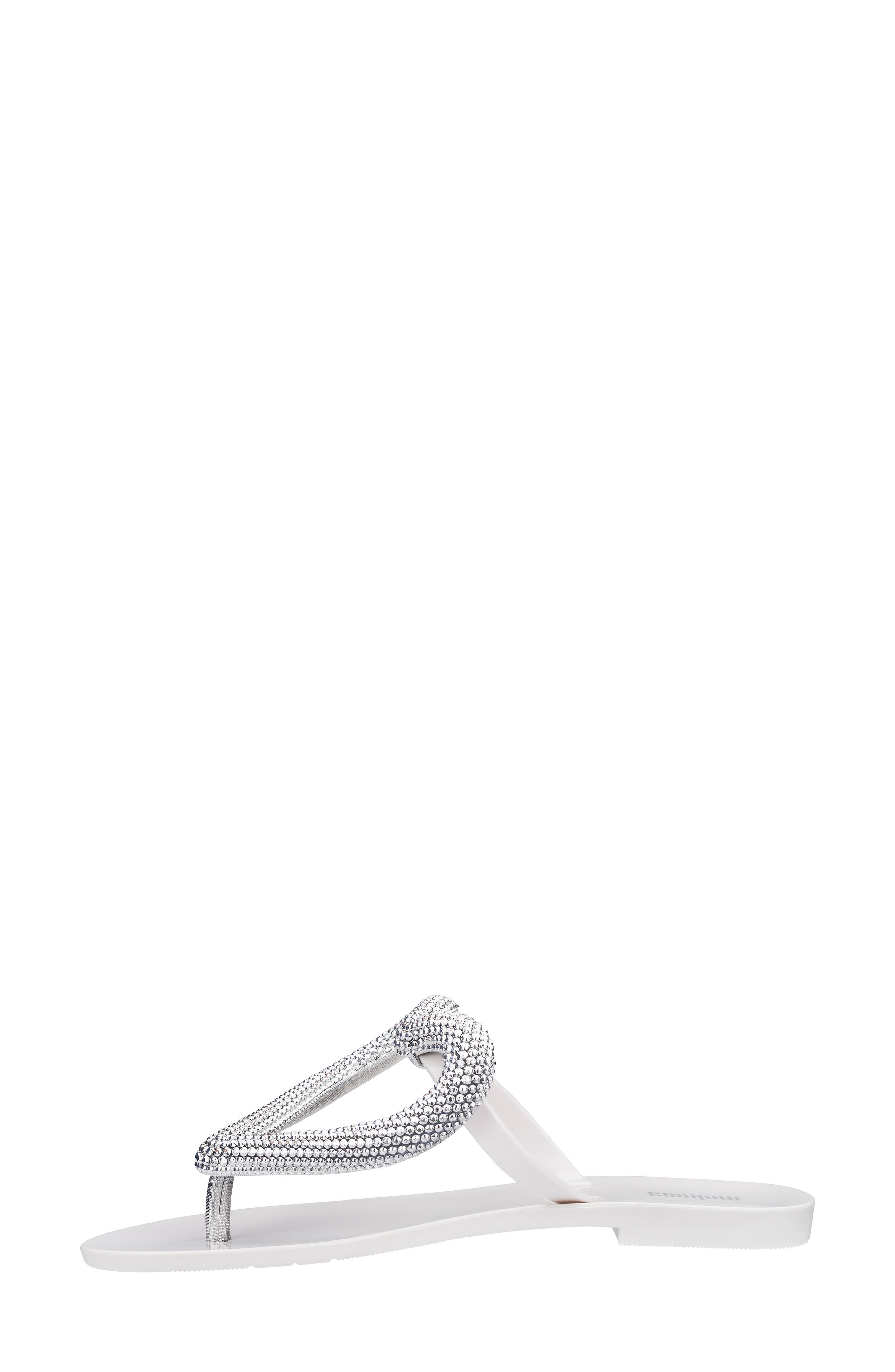 Big Heart Chrome Jelly Flip Flop, Alternate, color, WHITE SILVER