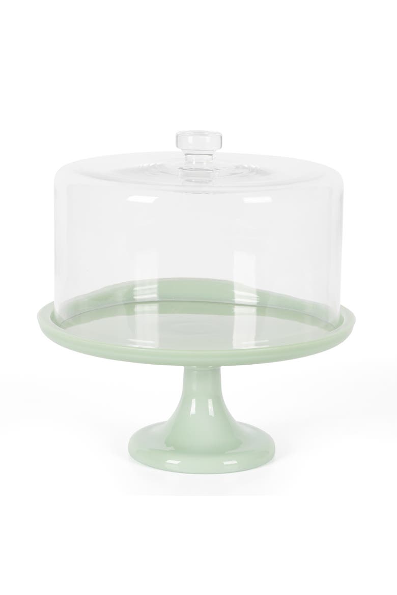 Highbrook Jadeite Glass Cake Stand with Glass Dome, Main, color, Jadeite Green