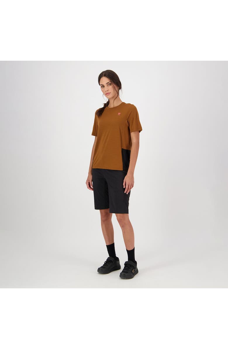 Mons Royale Tarn Merino Shift Short-Sleeve Shirt - Women's, Alternate, color, Caramel/Black
