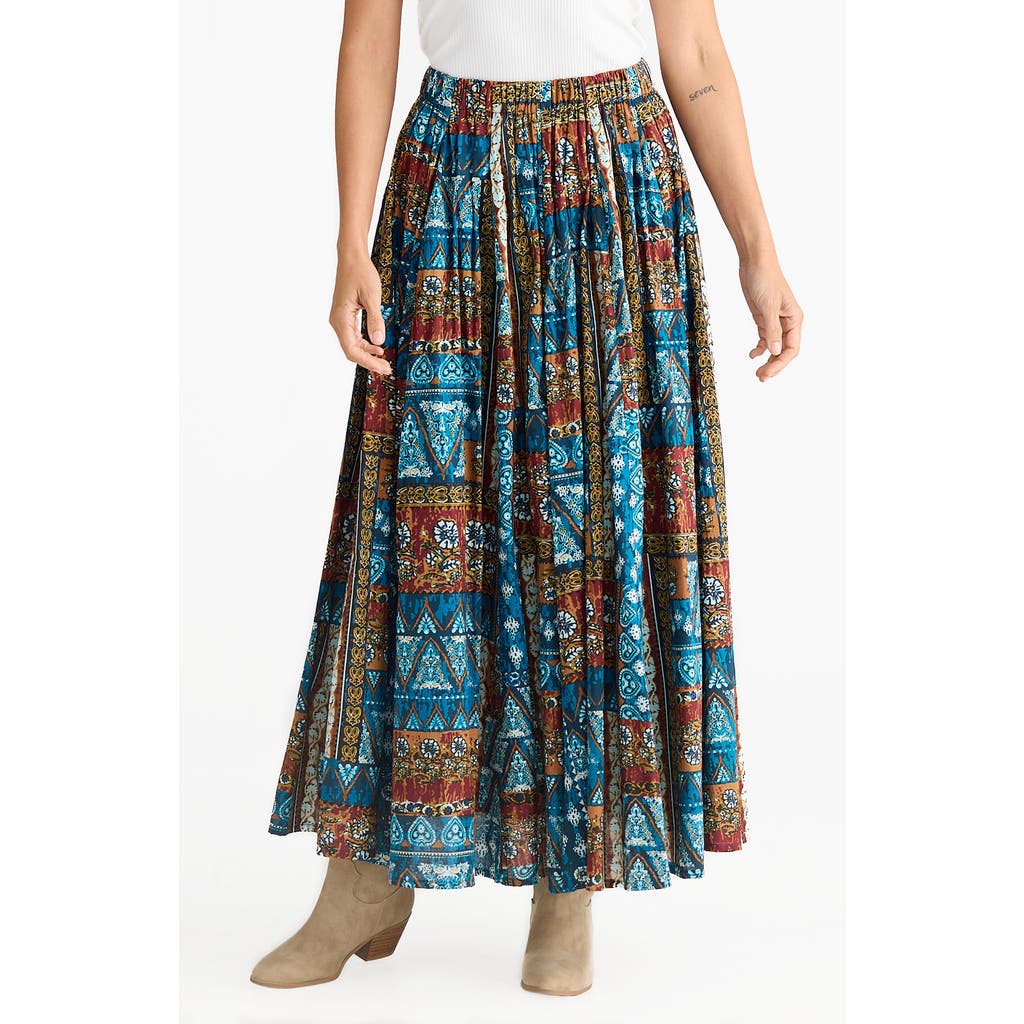 Shop Talisman The Label Twighlight Patchwork Print Cotton Maxi Skirt