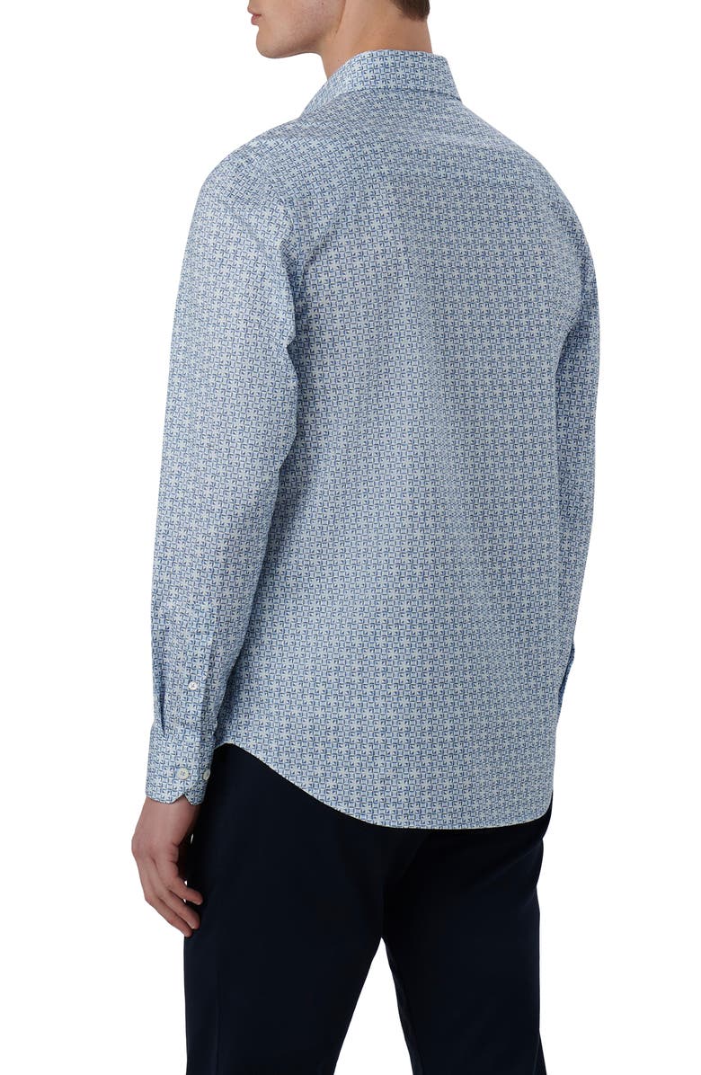 Bugatchi James OoohCotton<sup
®</sup
 Geometric Print Button-Up Shirt, Alternate, color, Air Blue