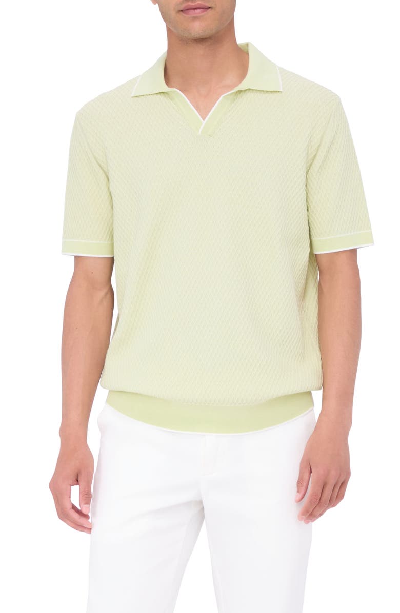 Bugatchi Tipped Johnny Collar Polo, Main, color, Pistachio