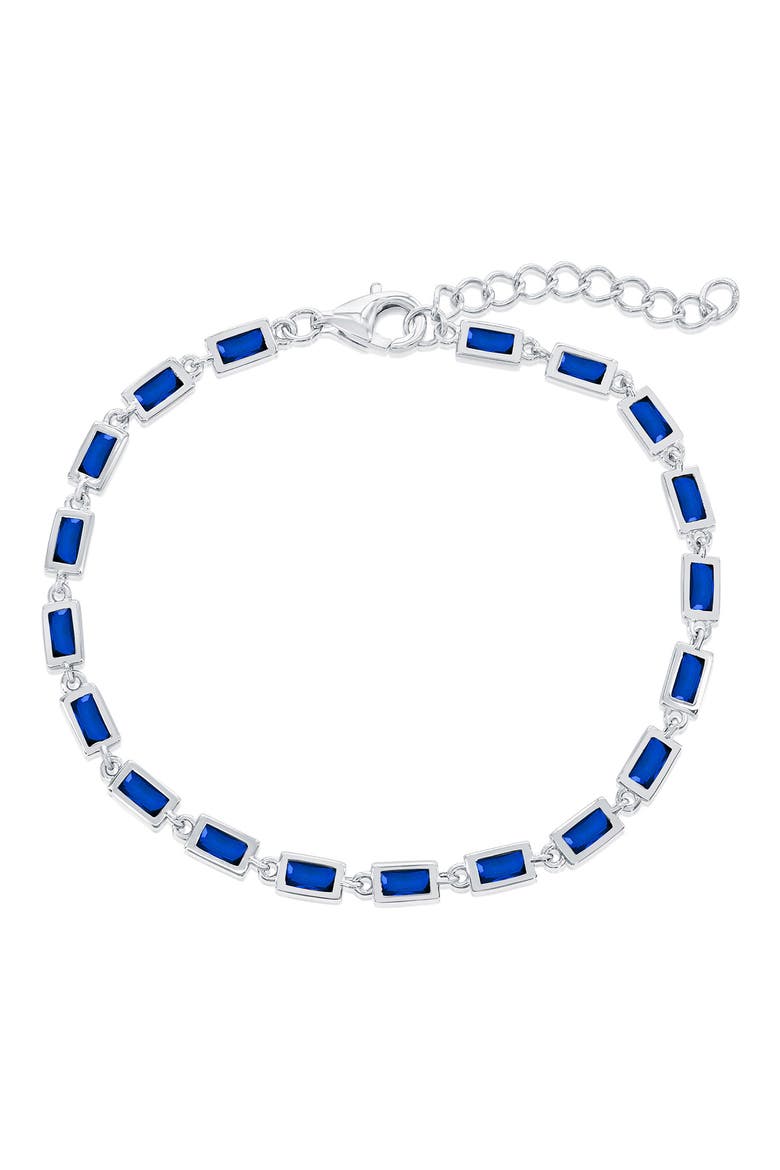 Bezel Cubic Zirconia Bracelet, Main, color, BLUE