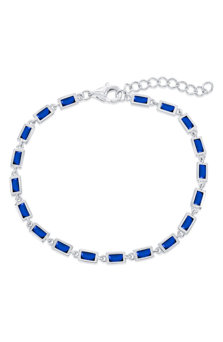 SIMONA Bezel Cubic Zirconia Bracelet, Main, color, Blue