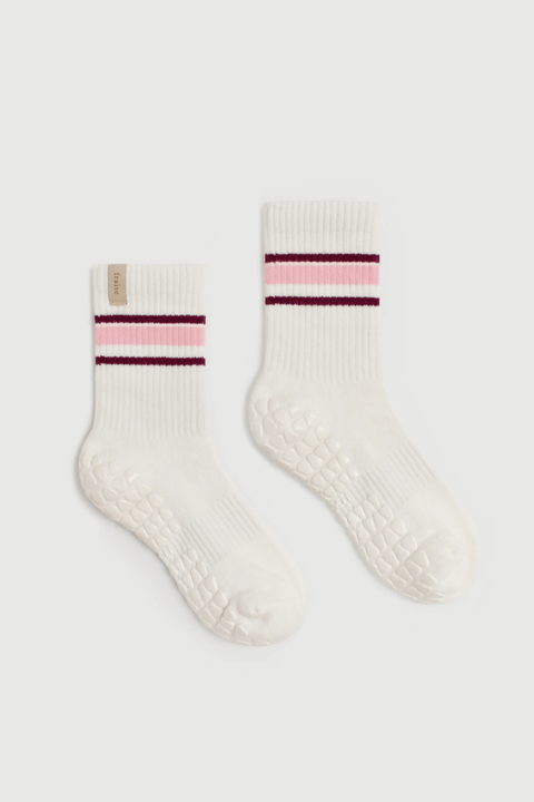 Triple Striped Crew Grip Socks