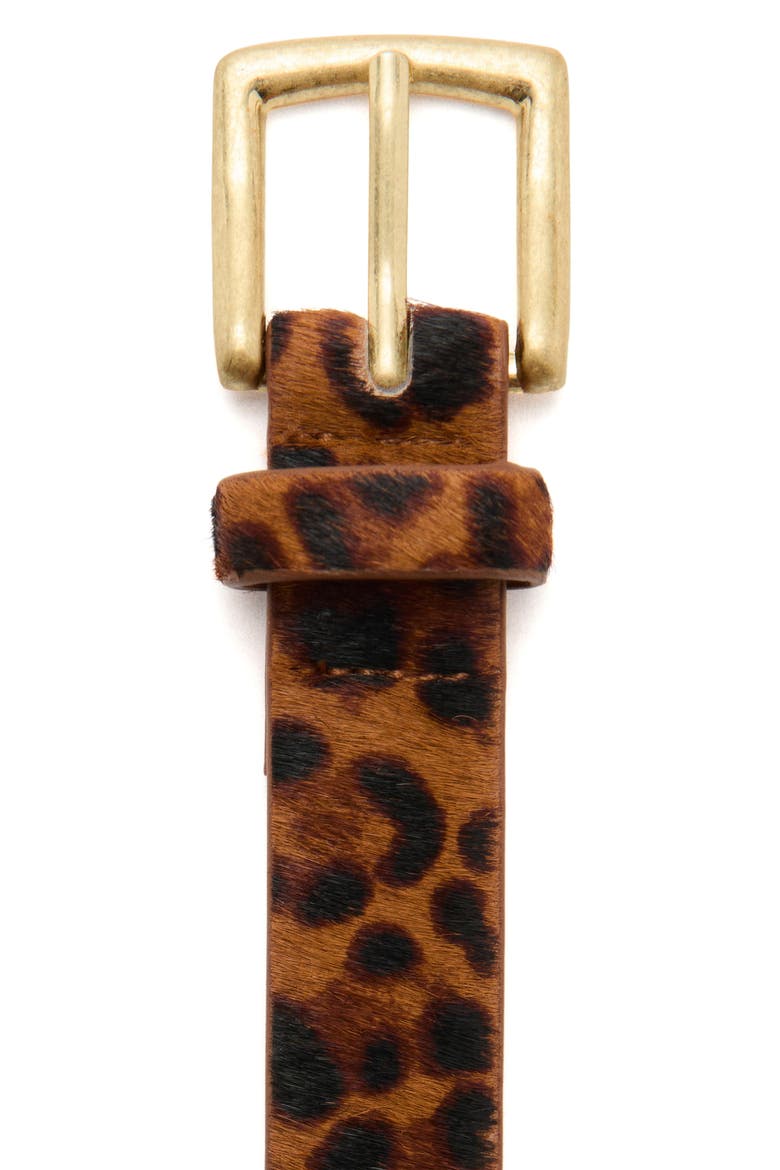Leopard Print Calf Hair Belt, Alternate, color, BROWN