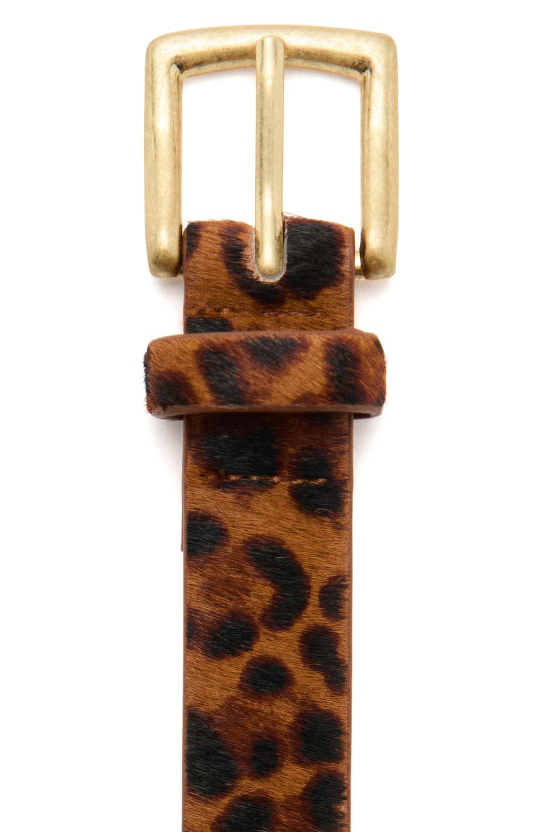 MANGO Leopard Print Calf Hair Belt, Alternate, color, Brown