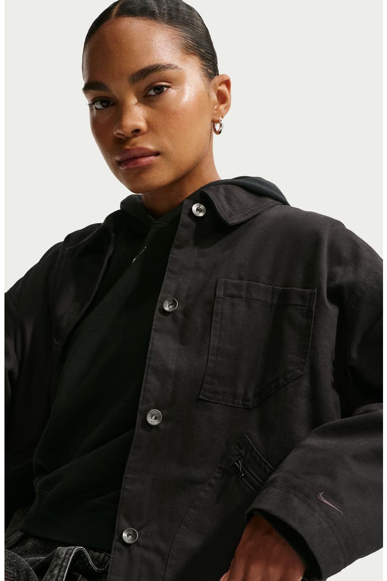 Oversize Cotton Barn Jacket, Alternate, color, BLACK/ BLACK
