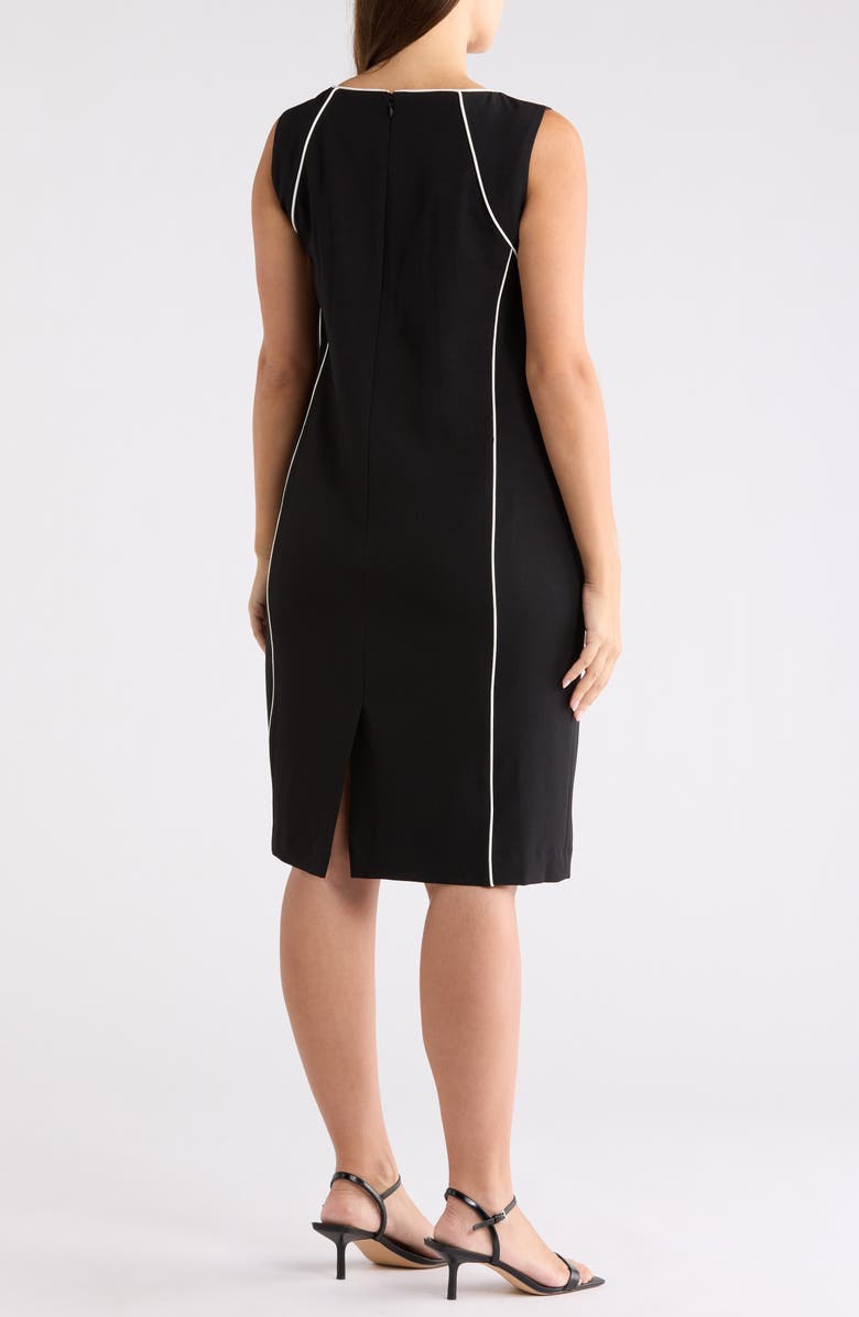 KASPER Raglan Piping Sleeveless Sheath Dress, Alternate, color, Black/ Vanilla Ice