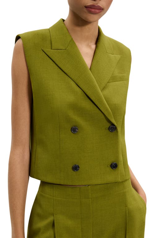Theory Double-breasted Vest In City Twill In Green