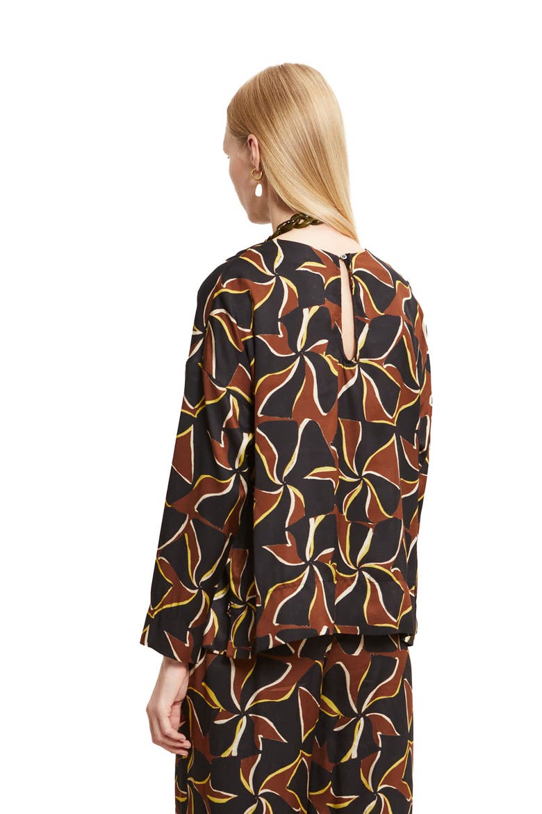 Viscose Blouse With Long Sleeves, Alternate, color, Brown