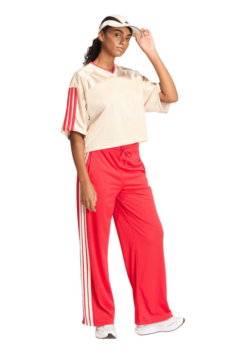 Stadium Mesh T-Shirt, Alternate, color, CRYSTAL LINEN/ WHITE/ RUBY