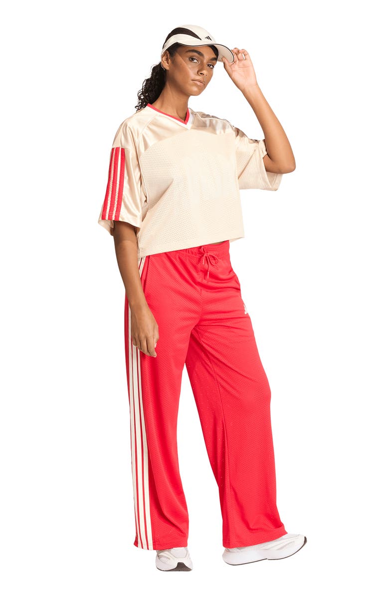 adidas Stadium Mesh T-Shirt, Alternate, color, Crystal Linen/ White/ Ruby