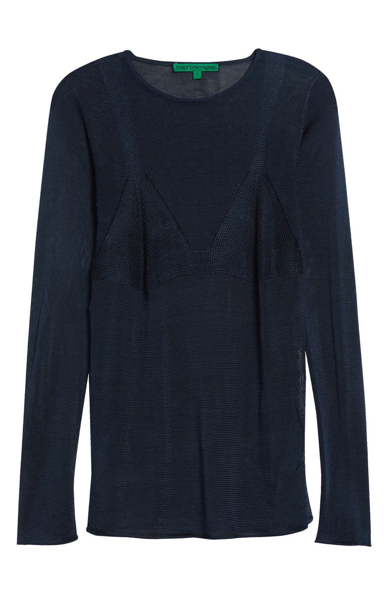 EMILY DAWN LONG Hera Intasia Knit Bra Sweater, Main, color, True Navy