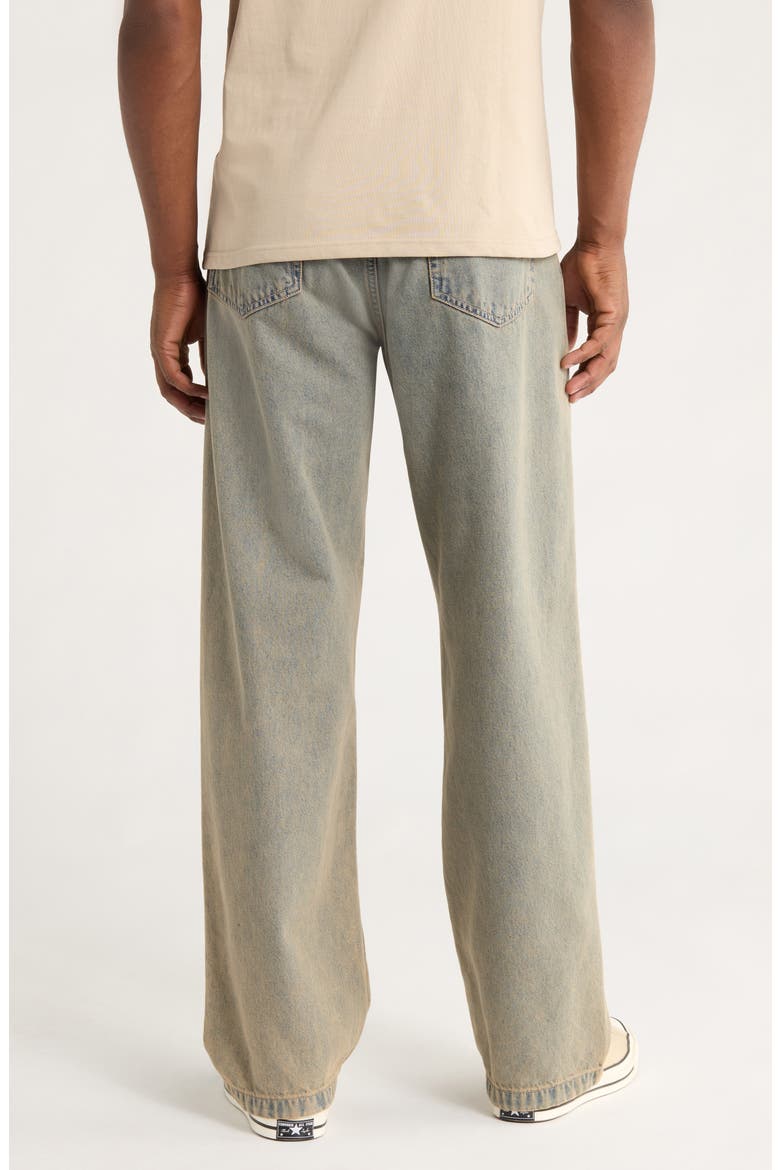 Landon Wide Leg Jeans, Alternate, color, BLUE / LEATHER (GARMENT DYED)