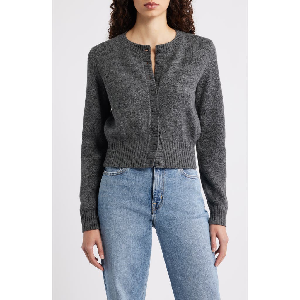 525 Covered Button Cardigan In Gray
