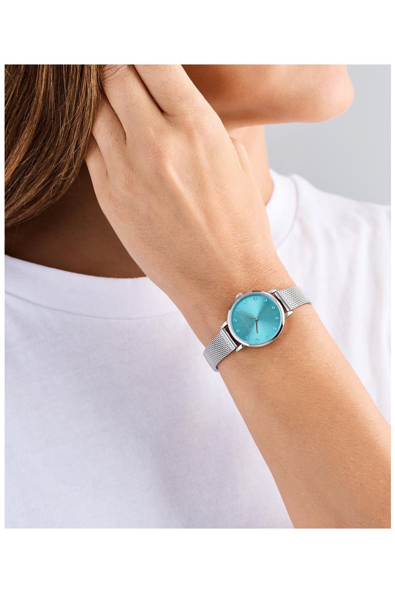Staciie Blue Dial Bracelet Watch, 28mm, Alternate, color, SILVER