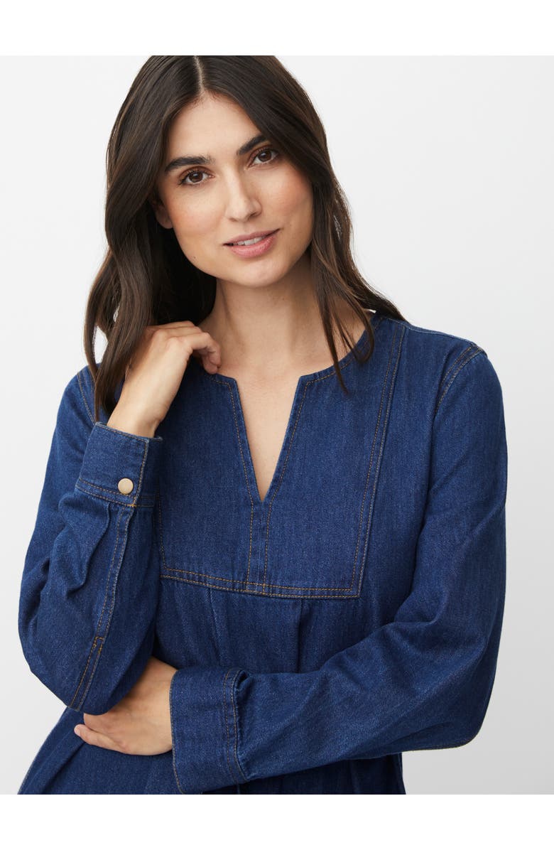 Masai Copenhagen Long Sleeve V-Neck Denim Midi Dress, Alternate, color, Dark Denim