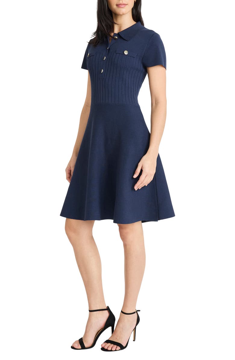 Maggy London Fit & Flare Sweater Minidress, Alternate, color, Navy