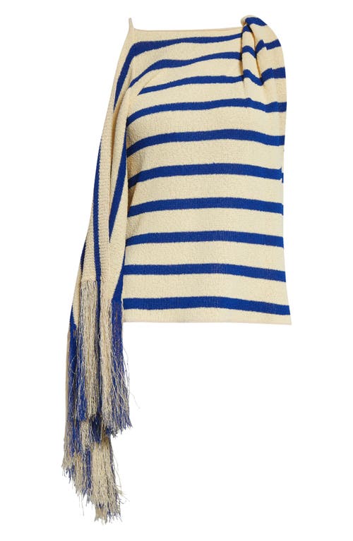 Shop Proenza Schouler Yves Stripe Fringe Knit Top In Pale Yellow Multi