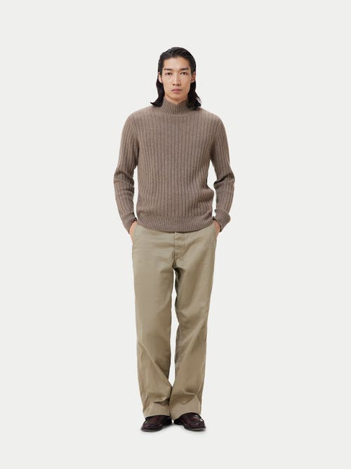 Gobi Mongolian Cashmere Organic Color Textured Knit Cashmere Sweater In Taupe