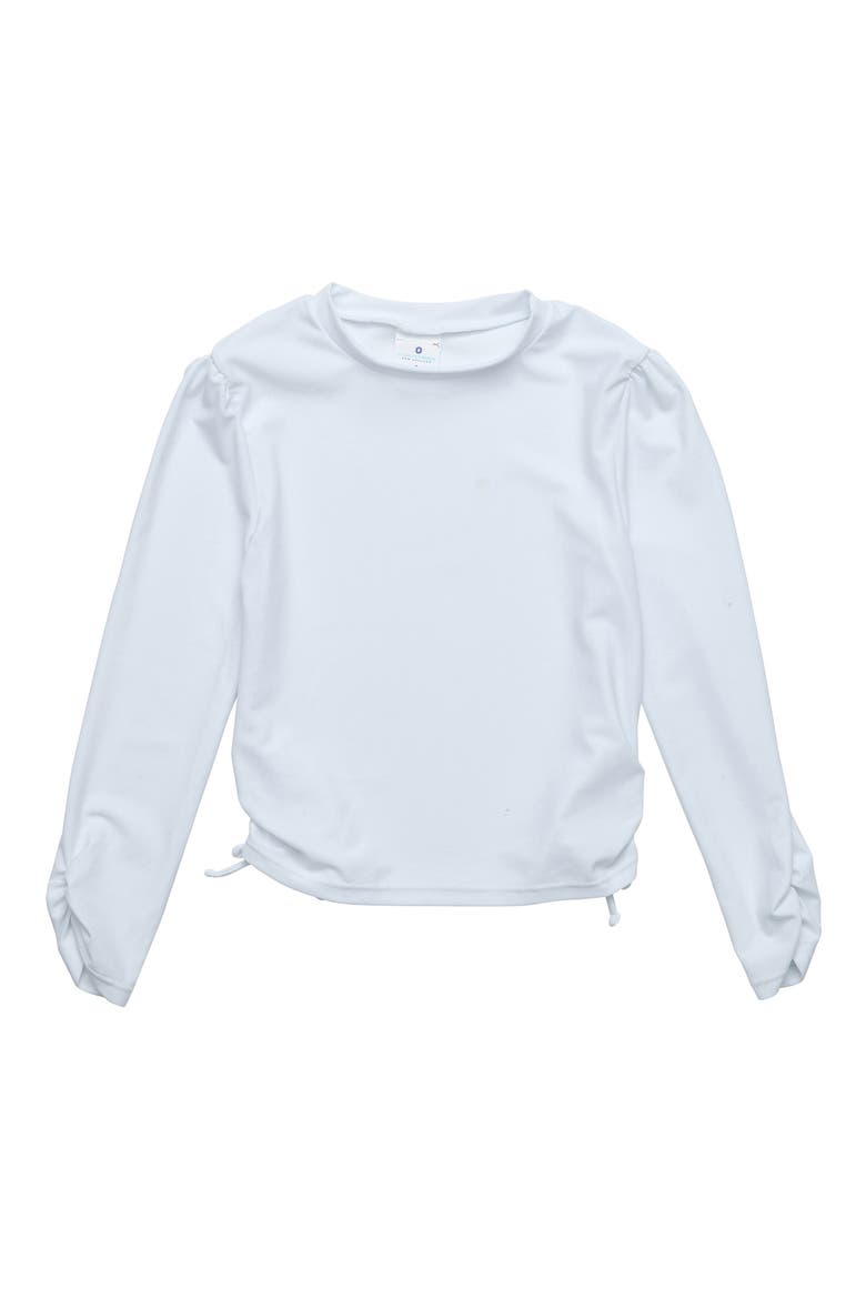 Kids' Ruched Long Sleeve Rashguard Top, Main, color, WHITE