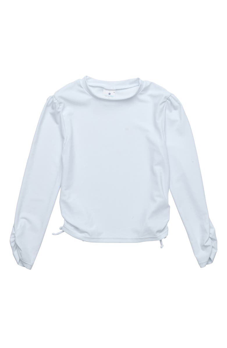 Snapper Rock Kids' Ruched Long Sleeve Rashguard Top, Main, color, White