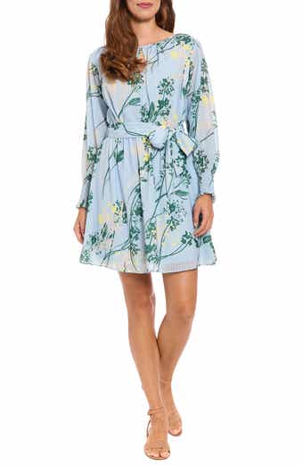London Times Floral Long Sleeve Fit & Flare Dress
