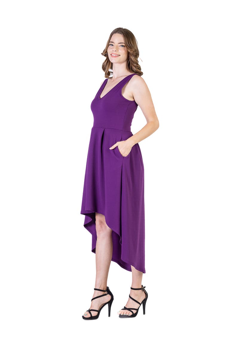 Sleeveless Fit N Flare High Low Dress, Alternate, color, Purple