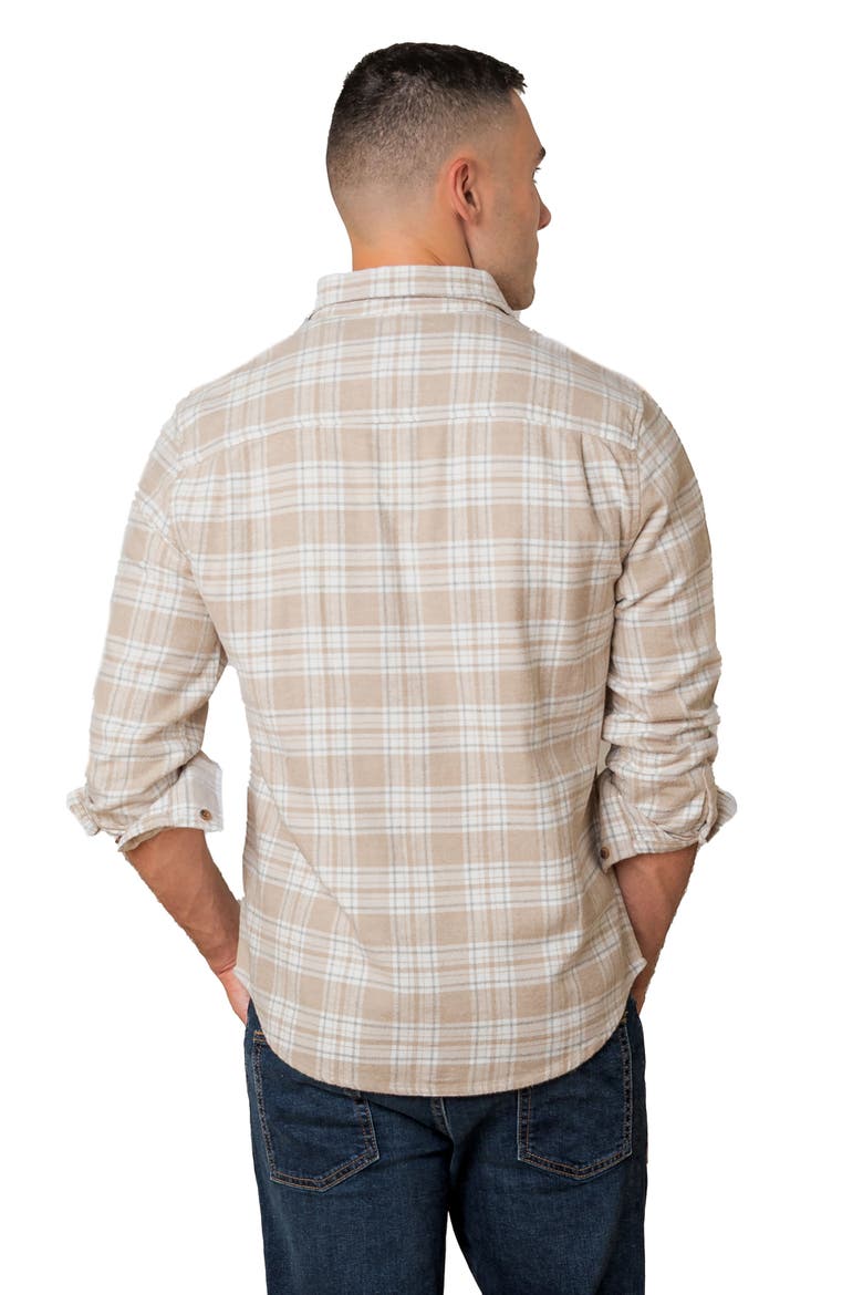 Organic Flannel Double Pocket Button Down Shirt, Alternate, color, Taupe Heirloom Plaid