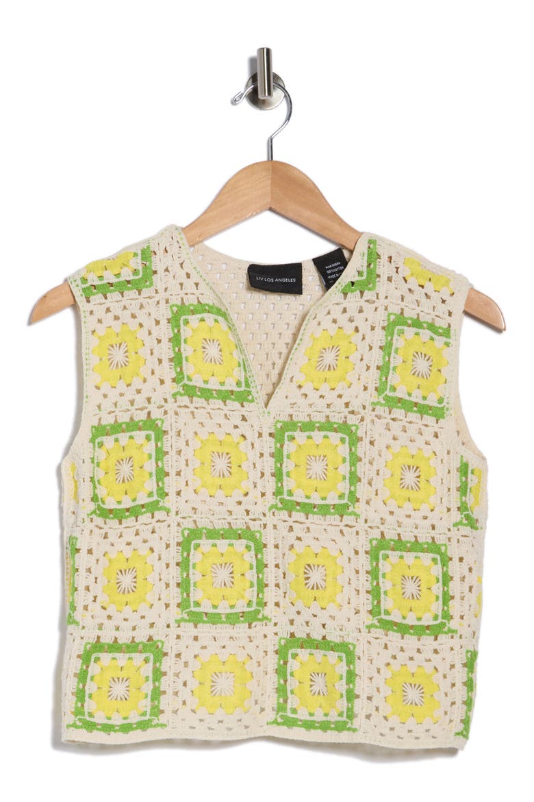 Granny Square Crochet Tank, Alternate, color, LIME/ GREEN