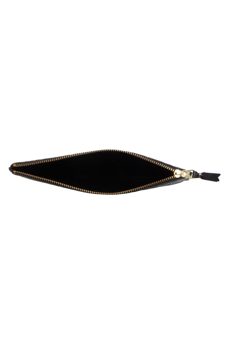 Large Forest Embossed Leather Zip Pouch, Alternate, color, BLACK